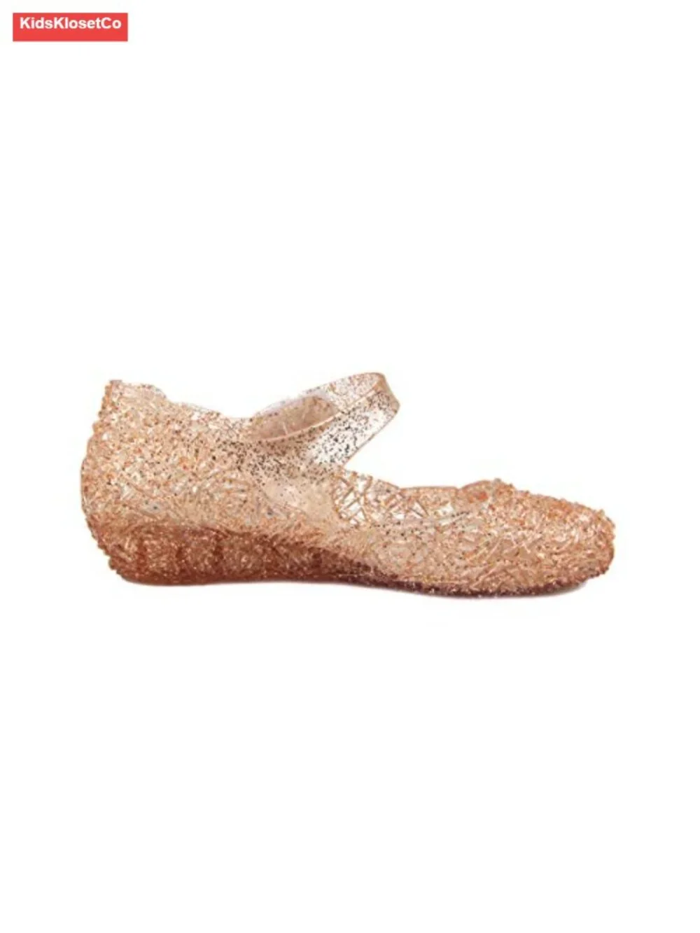 Lightweight Slip-On Jelly Flats with Velcro for Toddler & Little Girls Dress Up